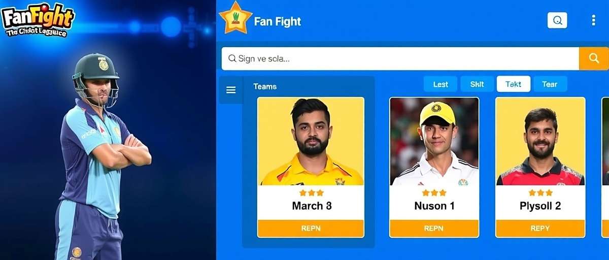 Fan Fight Hindi Interface Fan Fight app showing Hindi language interface with cricket team selection
