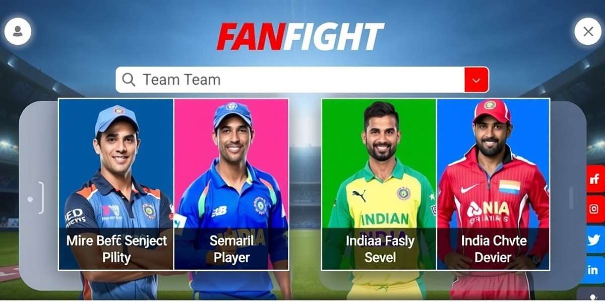 Fan Fight Fantasy Cricket Interface Fan Fight app showing cricket team selection interface with Indian players